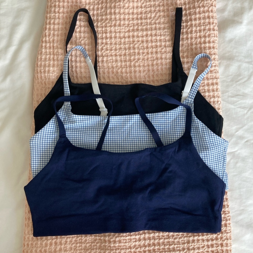 GAP Navy, Black and Gingham Cotton Bralette Bundle